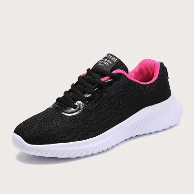 Women Fashion Mesh Sequin Plus Size Sneaker Lace Up Thick Sole