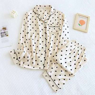 Women Casual Satin Floral Printed Lapel Long-Sleeve Top Loose Pants Pajamas Set