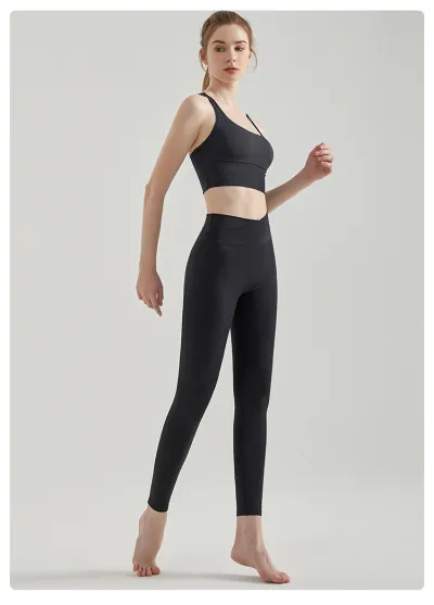 Women Casual Contrast Color Tank Top Tight Pants Yoga Sports Two-Piece Set