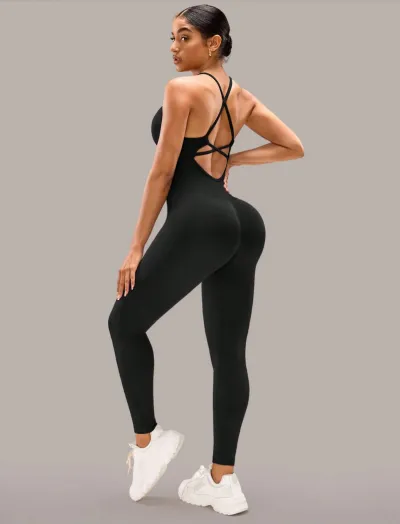 Women Seamless Sleeveless Sports Jumpsuit in Solid Color