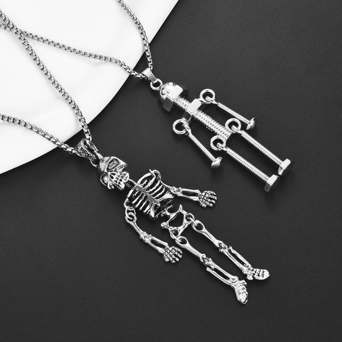 Men Hip-Hop Diablo Skeleton Stainless Steel Necklace