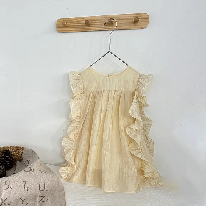 Girls Fashion Chiffon Ruffled Sleeveless A-Line Dress