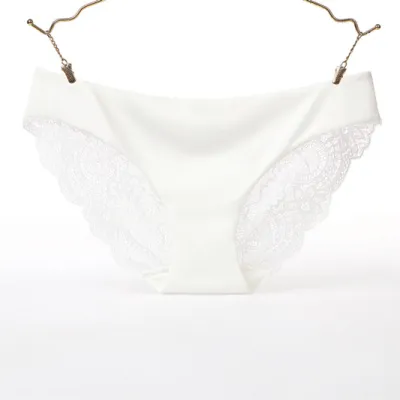 Women Sexy Lace Splicing Cotton Low Waist Panties
