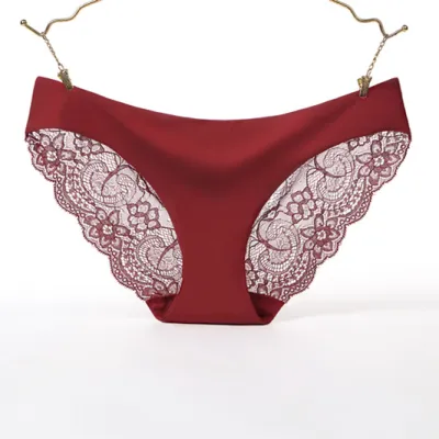 Women Sexy Lace Splicing Cotton Low Waist Panties