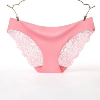 Women Sexy Lace Splicing Cotton Low Waist Panties