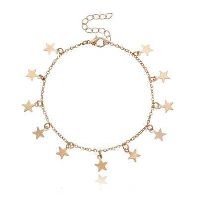 Simple Fashion Five-Pointed Star Pendant Alloy Anklet