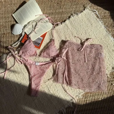 Women Sexy Bikini Set With Mesh Cover-Up