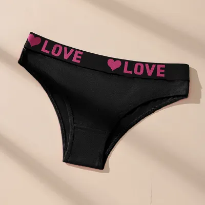 Women Fashion Cotton Letter Low Waist Panties