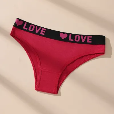 Women Fashion Cotton Letter Low Waist Panties