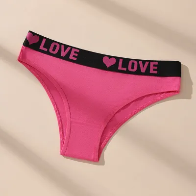 Women Fashion Cotton Letter Low Waist Panties