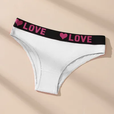Women Fashion Cotton Letter Low Waist Panties
