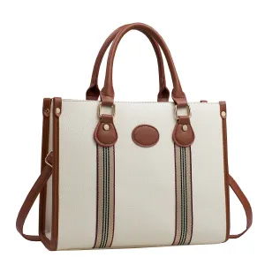 Women Fashion Casual Color Block Large Capacity Tote Handbag