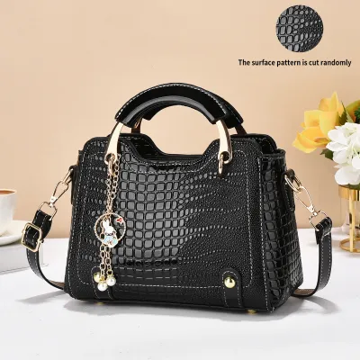 Women Fashion Casual Crocodile Pattern Large Capacity Killer Bag Handbag