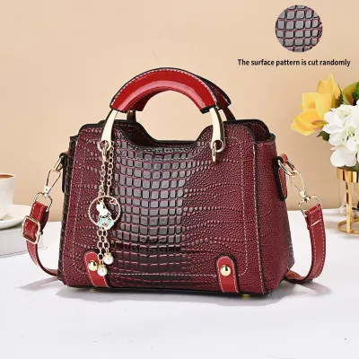 Women Fashion Casual Crocodile Pattern Large Capacity Killer Bag Handbag