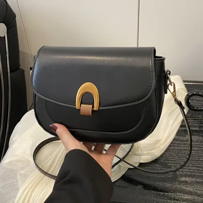 Bolso de hombro retro de color sólido para mujer