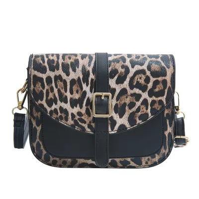 Women Fashion Elegant Leopard PU Shoulder Bag Street Trend Underarm Bag