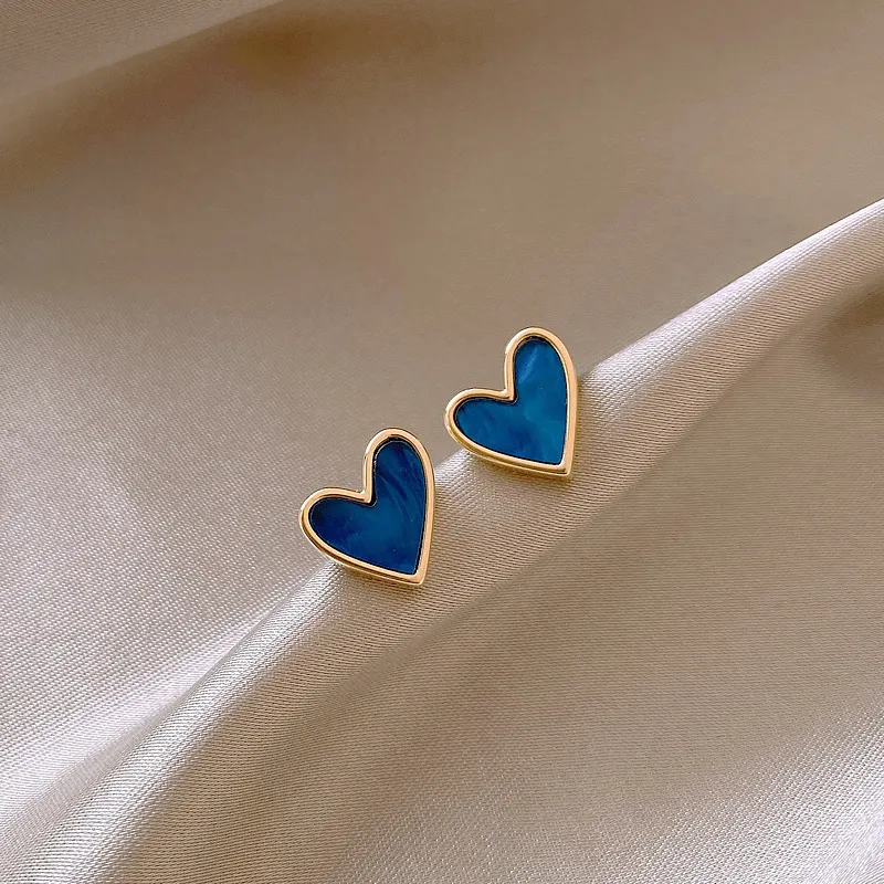 Women Fashion Simple Blue Love Metal Earrings