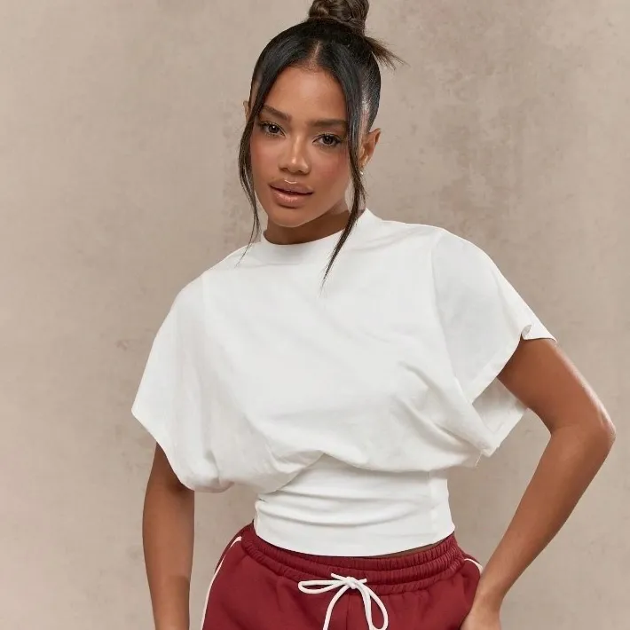 Women Casual Solid Color Short-Sleeve Tight Waist T-Shirt