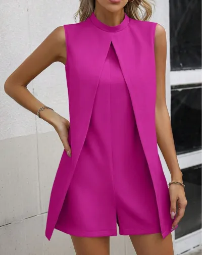 Women Casual Solid Color Sleeveless Loose Rompers
