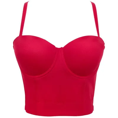 Women Fashion Solid Color Sling Corset Crop Top