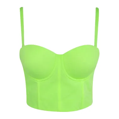 Women Fashion Solid Color Sling Corset Crop Top