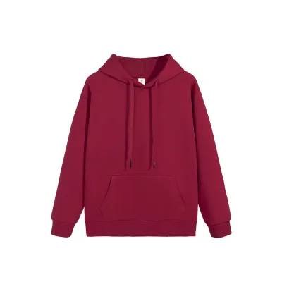 Women's Casual Cotton Loose Fit Long-Sleeve Solid Color Hoodie