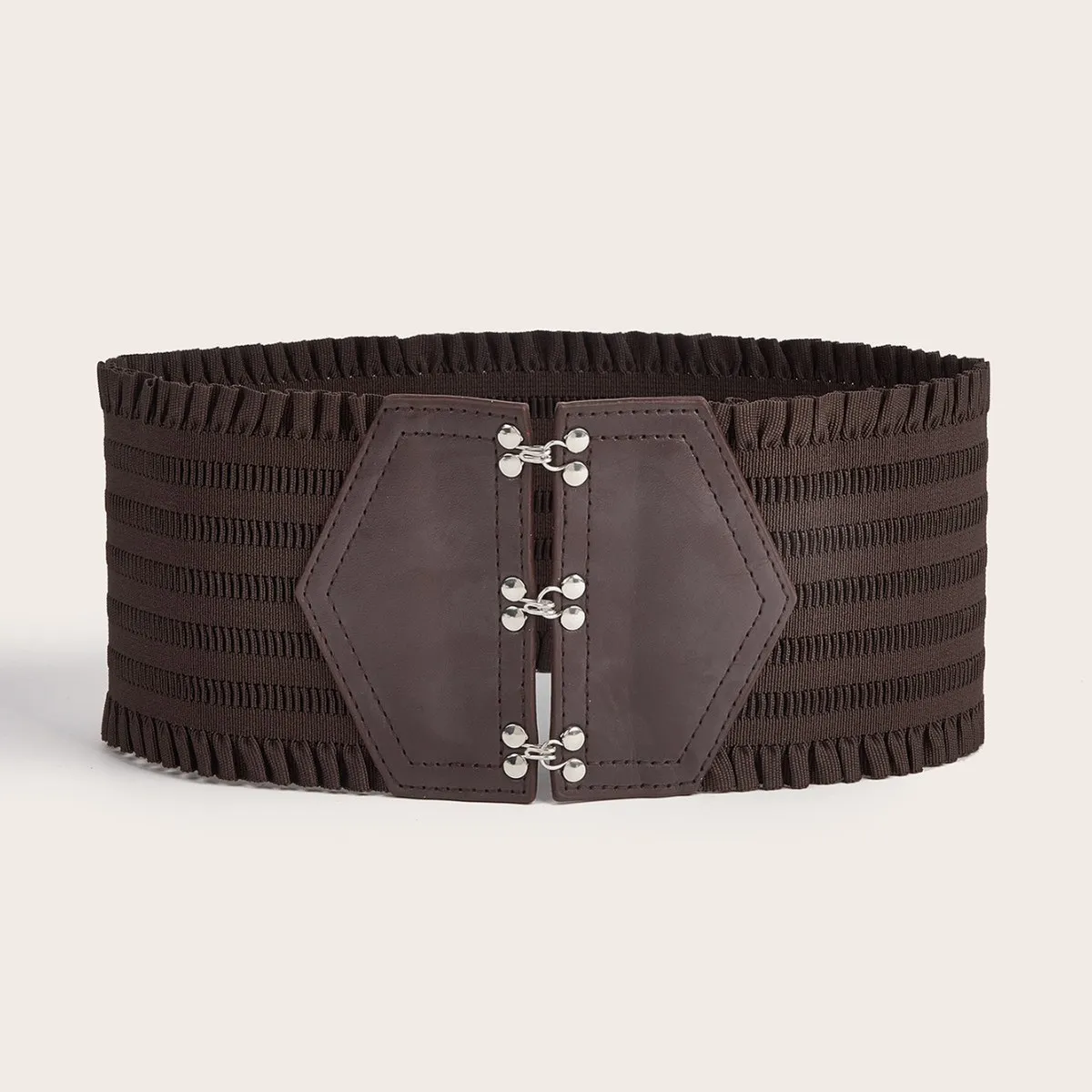Women Fashion Solid Color Ruffled Wide Belt