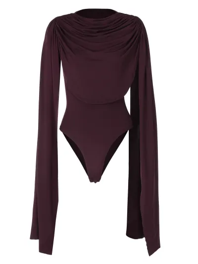 Women Sexy Solid Color Long Strap High Waist Bodysuit