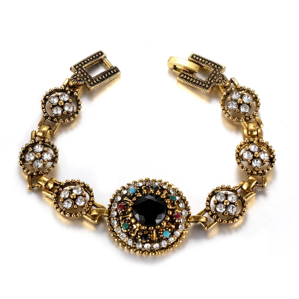 Women Fashion Retro Exaggerated Zircon Alloy Geometric Bracelet
