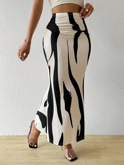 Women Fashion Sexy Printed Tight High Waist Skirt