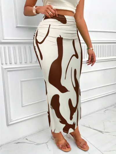 Women Fashion Sexy Printed Tight High Waist Skirt