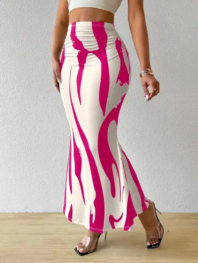 Women Fashion Sexy Printed Tight High Waist Skirt