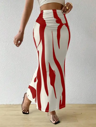 Women Fashion Sexy Printed Tight High Waist Skirt