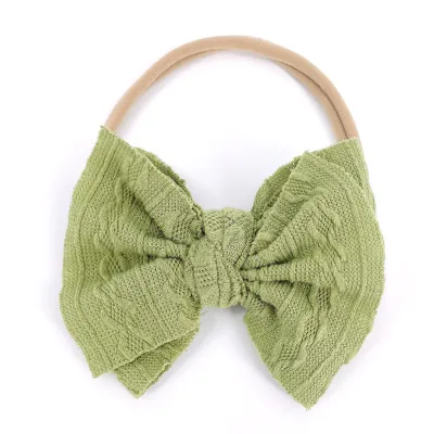 Kids Cute Solid Color Stripe Bow Headband Cloth Children's