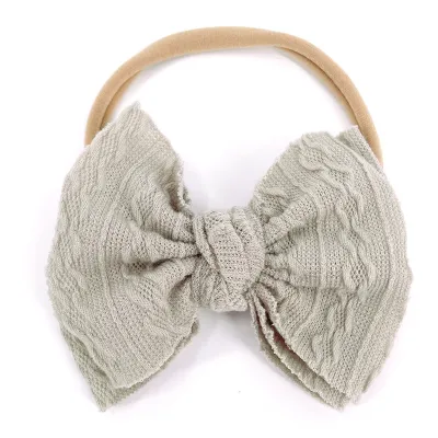 Kids Cute Solid Color Stripe Bow Headband Cloth Children's