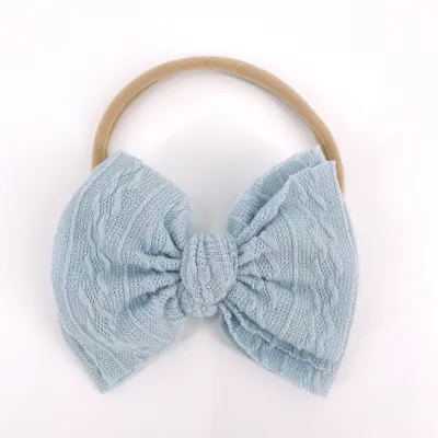 Kids Cute Solid Color Stripe Bow Headband Cloth Children's