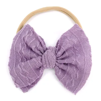 Kids Cute Solid Color Stripe Bow Headband Cloth Children's