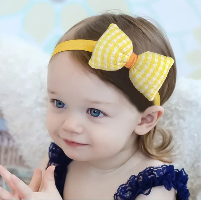 Kids Cute Plaid Bow Headband Floral Cloth Children Hair Band