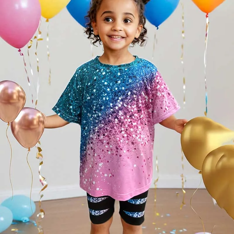 Kids Toddler Girls Casual Short Sleeve T-Shirt and Shorts Set Summer Outfit