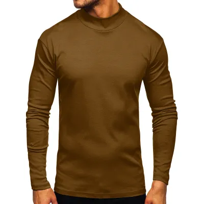 Men's Casual Basic Slim Fit Long Sleeve Turtle Neck Cotton T-Shirt