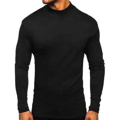 Men's Casual Basic Slim Fit Long Sleeve Turtle Neck Cotton T-Shirt