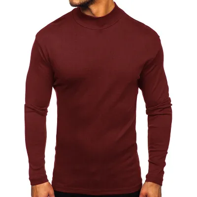 Men's Casual Basic Slim Fit Long Sleeve Turtle Neck Cotton T-Shirt