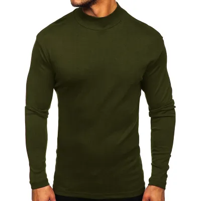 Men's Casual Basic Slim Fit Long Sleeve Turtle Neck Cotton T-Shirt