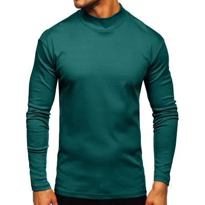 Men's Casual Basic Slim Fit Long Sleeve Turtle Neck Cotton T-Shirt