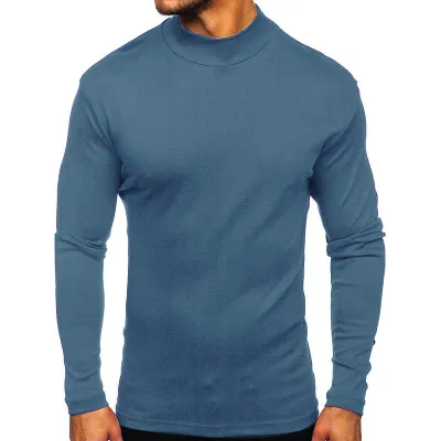 Men's Casual Basic Slim Fit Long Sleeve Turtle Neck Cotton T-Shirt