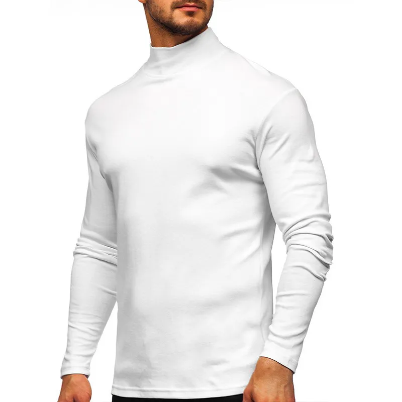 Men's Casual Basic Slim Fit Long Sleeve Turtle Neck Cotton T-Shirt