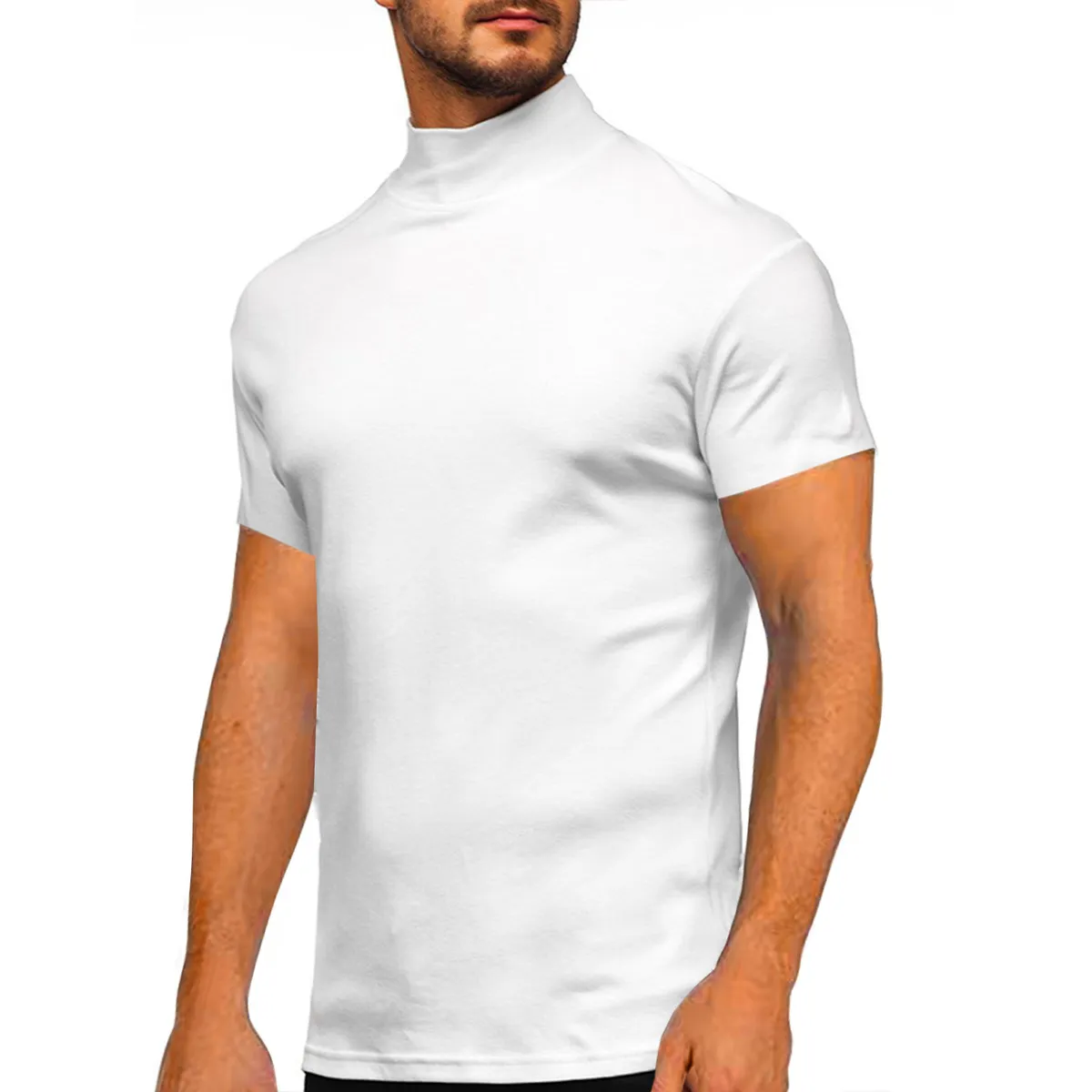 Men Casual Basic Solid Color Short Sleeve Crewneck T-Shirt