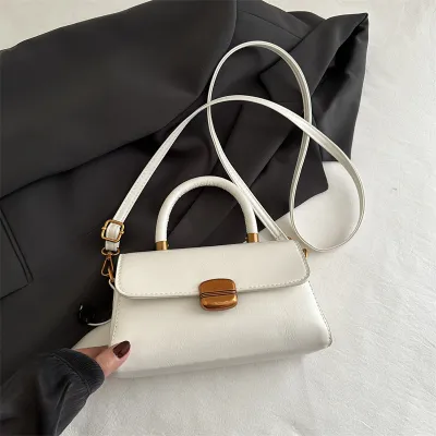 Retro Elegant Solid PU Shoulder Handbag Small Square Bag