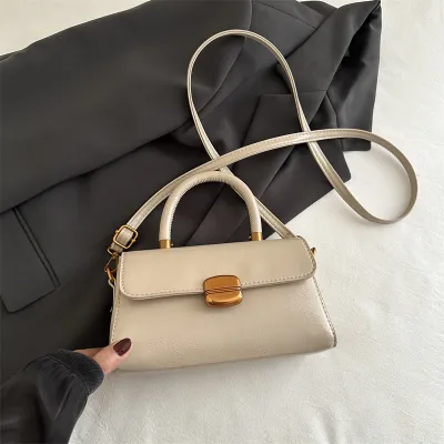 Retro Elegant Solid PU Shoulder Handbag Small Square Bag