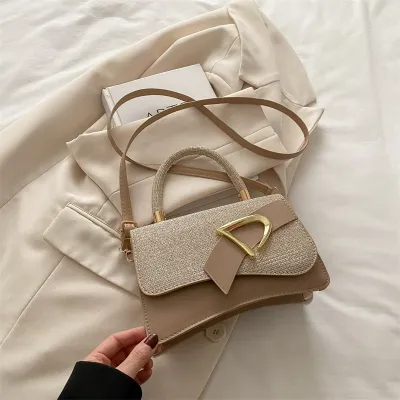 Fashion Stitching Color Shiny PU Small Square Handbag